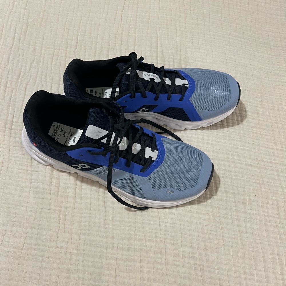 On Running Blue and Gray Athletic Shoes
